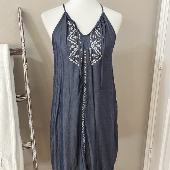 love, Fire Denim Feel Swing Dress Medium - Picture 2 of 4